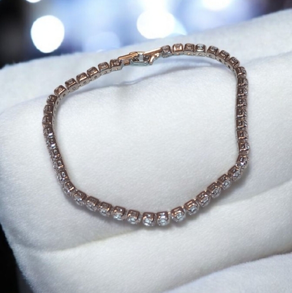 925 Sterling Silver CZ Diamond Tennis Bracelet - Picture 6 of 13